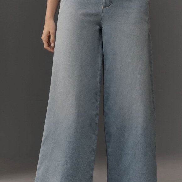 Pilcro Denim Knit Wide Leg Pullon Light Blue Jeans - Picture 2 of 4